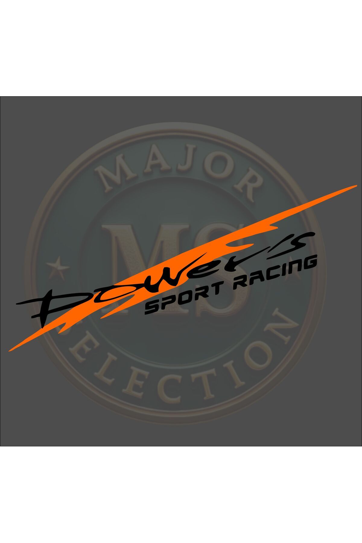 MS Major Selection Power's SPORT RACING sticker 30X5.5 cm. Siyah, beyaz, turuncu, kırmızı, yeşil, hologram renklerde