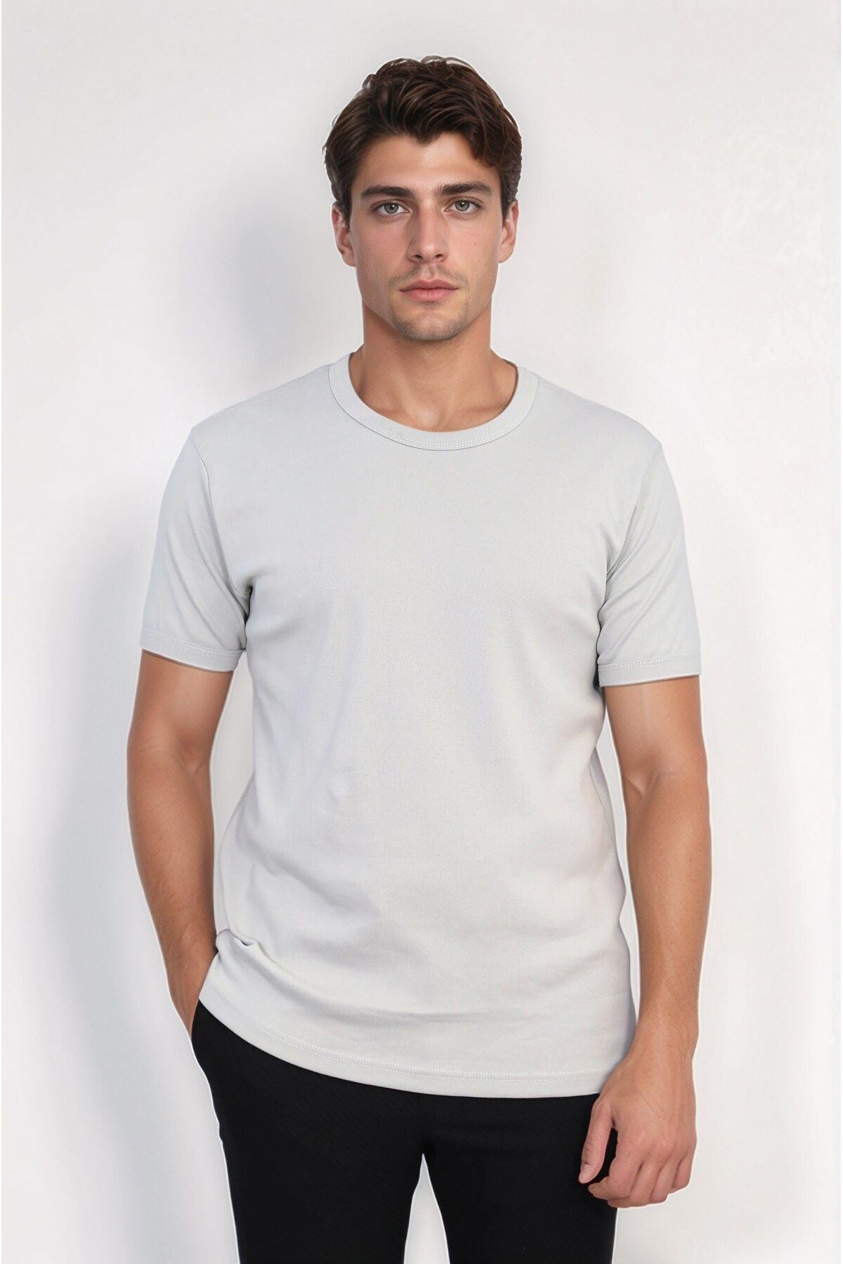 Velvarde DÜZ BİSİKLET YAKA TSHIRT AÇIK YEŞİL(1881)
