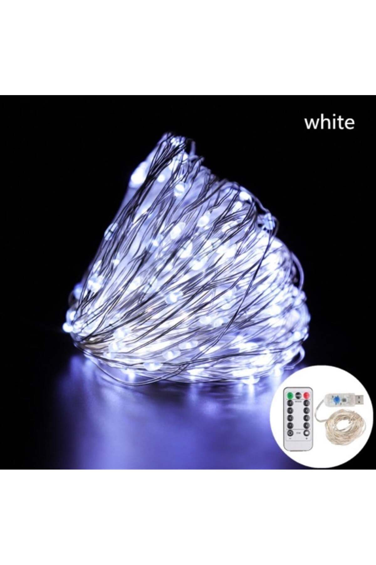 ibdai collection 8 Modlu Usb Li Kumandalı 5 M Peri Led Beyaz