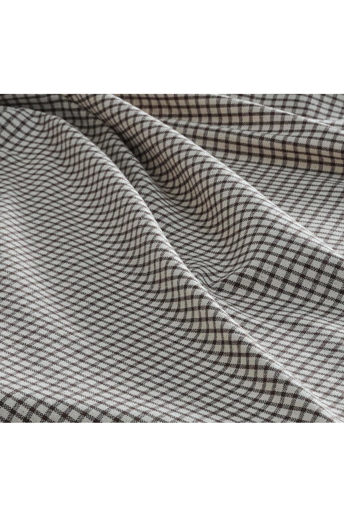 Mena Rise BlackShop Doku | 6'Lı Keten Piti Kareli Amerikan Servisi 35 x 45 cm (Kahverengi) 1064272