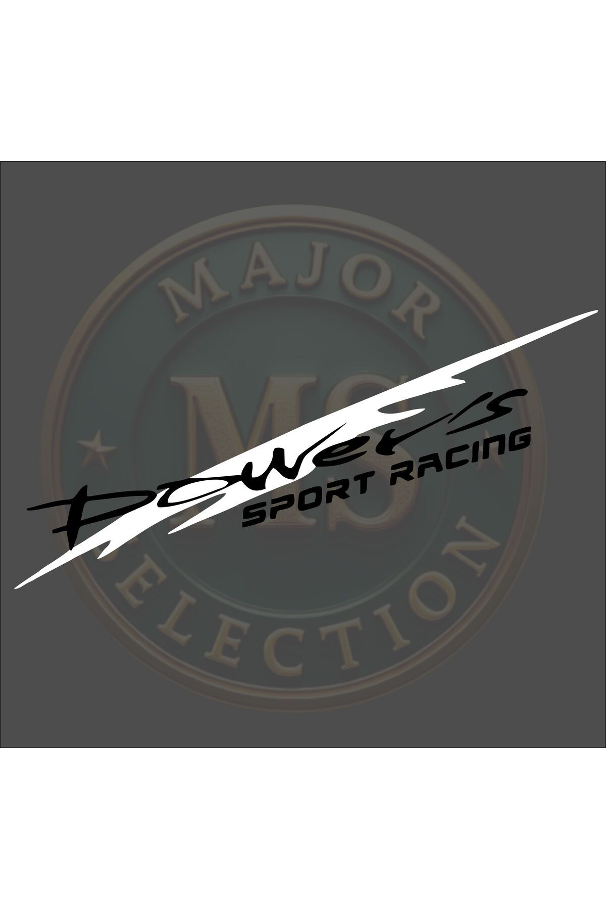 MS Major Selection Power's SPORT RACING sticker 30X5.5 cm. Siyah, beyaz, turuncu, kırmızı, yeşil, hologram renklerde
