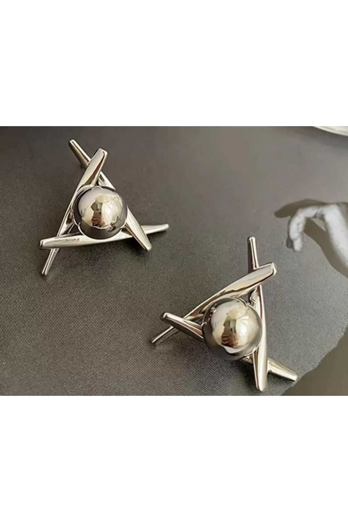 Jewerly Gümüş renk Çelik küpe üçgen