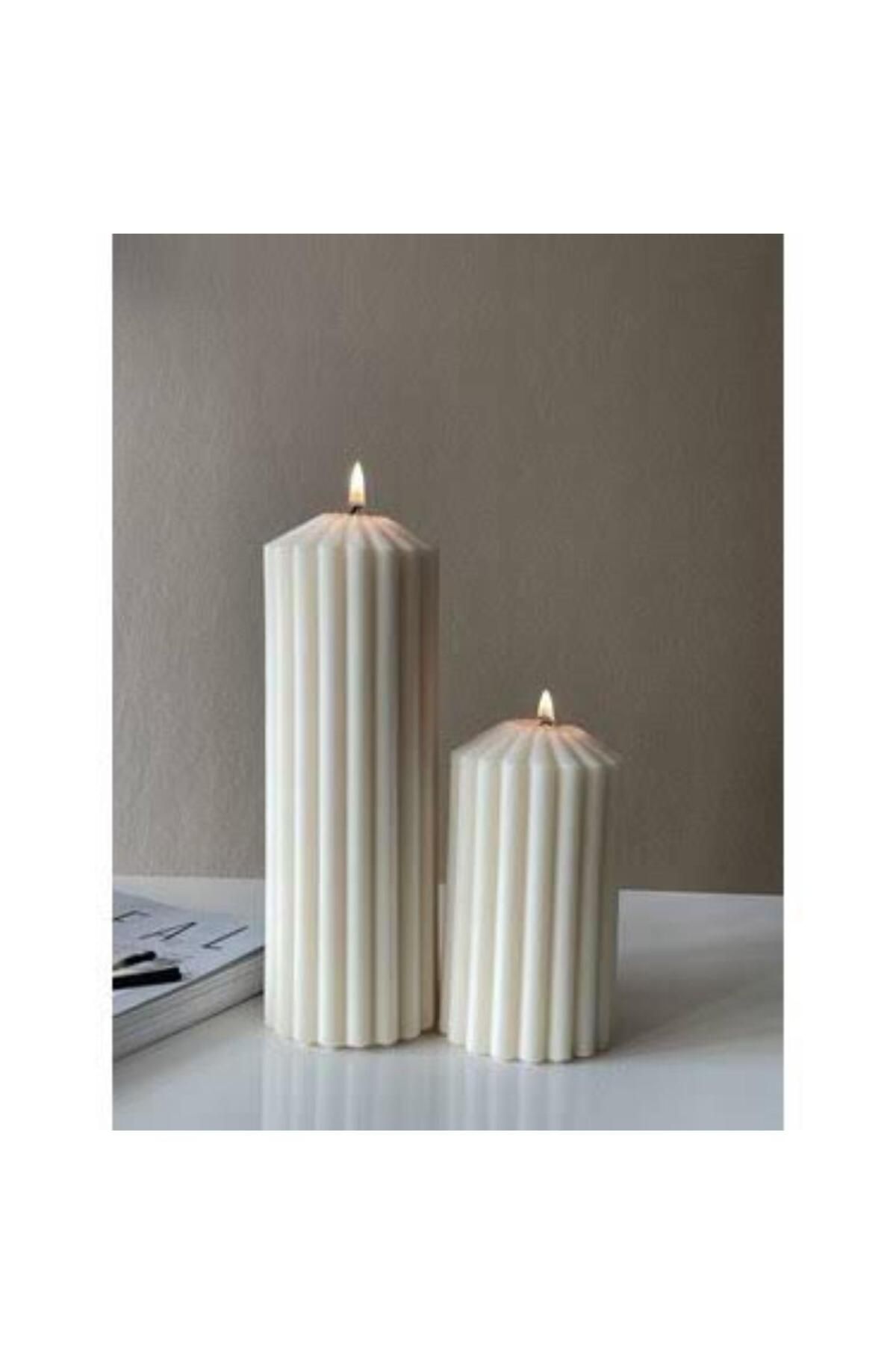 SCA CANDLE Dekoratif mum Çokgen Mum 20 Cm +15 CM toplam 2 Parça