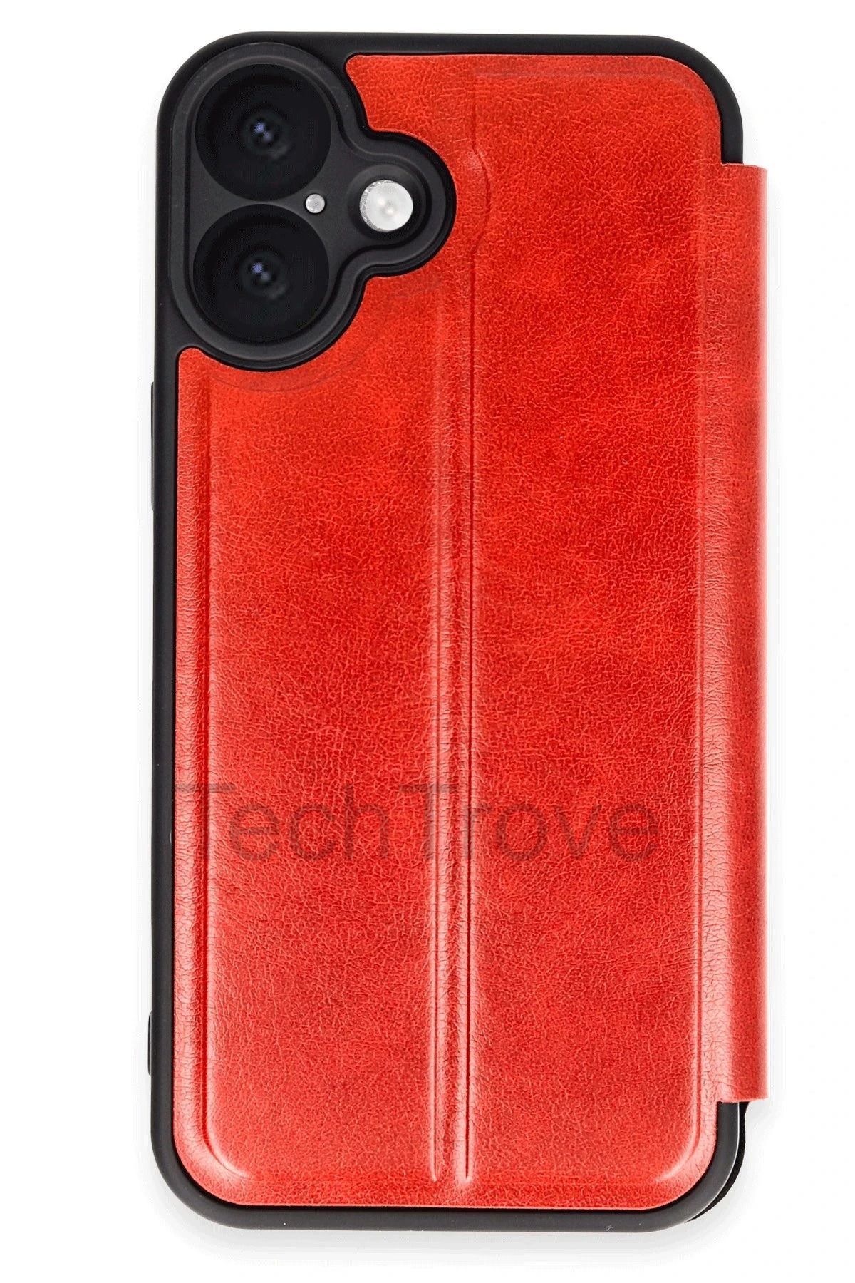 TechTrove iPhone 16 Kılıf Kamera Korumalı İçi Kadife İnce Yapılı Kapaklı Standlı Kartlıklı Deri Kapak