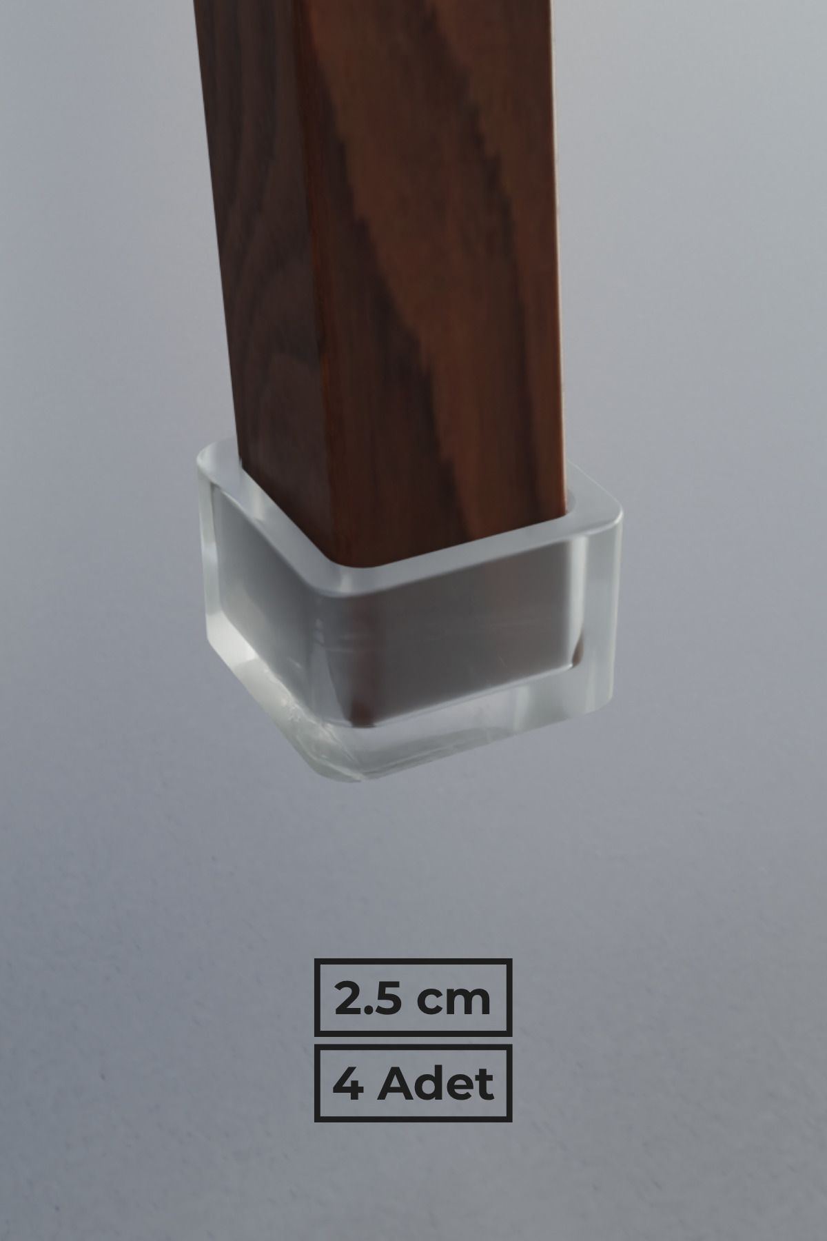 wooden lane studio 25x25 mm Şeffaf Kare PVC Sandalye Ayak Pabucu – 4’lü Set – Sessiz ve Parke Koruyucu