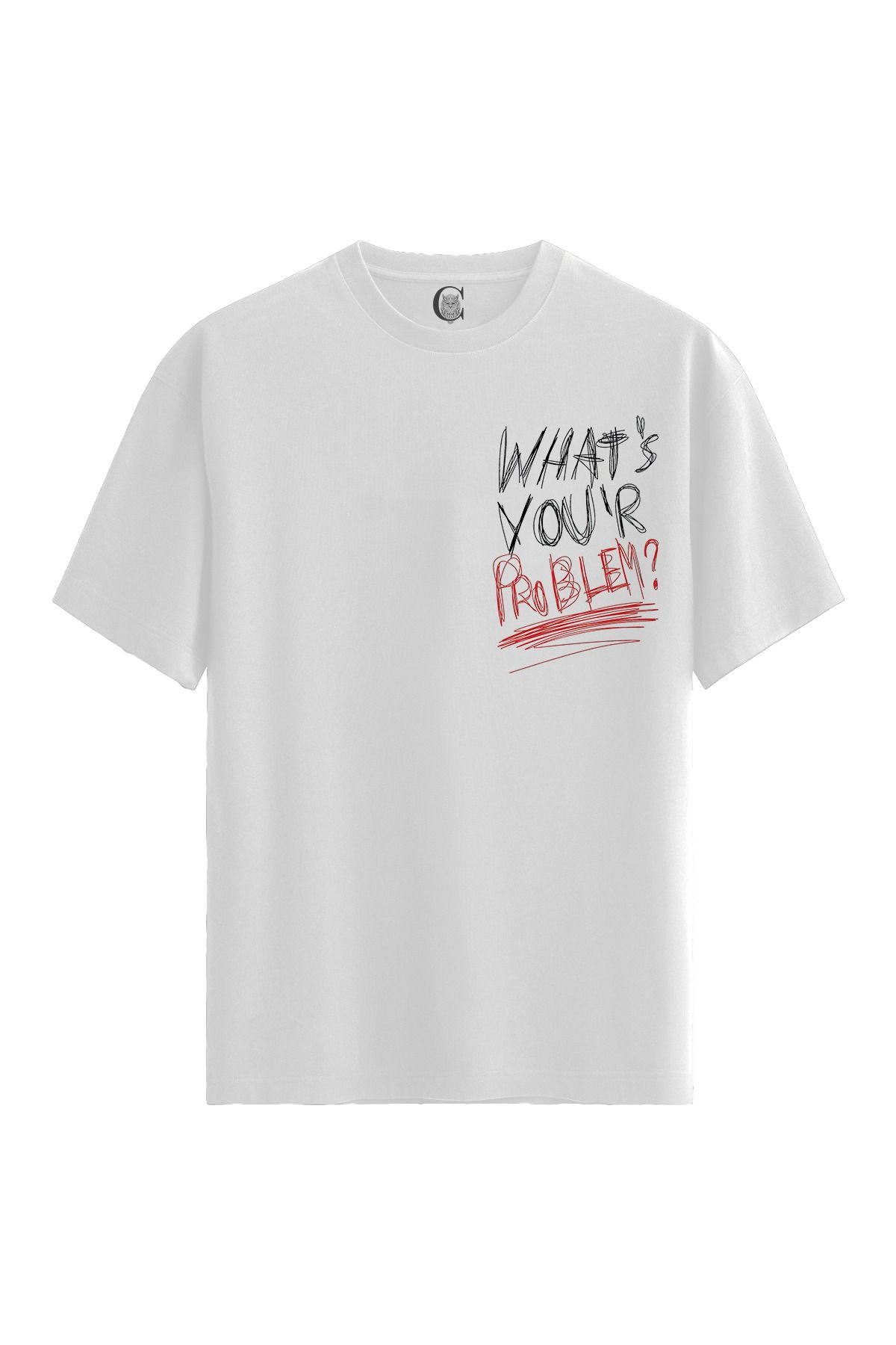 Color Luxe What’s Your Problem? - %100 Pamuklu Erkek Beyaz Tişört - Premium Quality