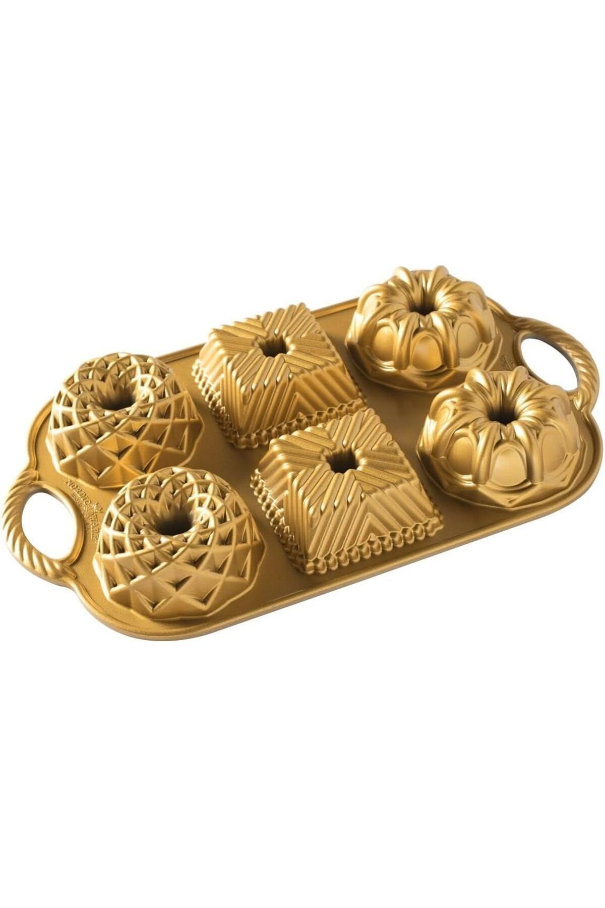 Mena Rise BlackShop Ware Backform Geo Bundtlette Alüminyum Altın, 27,9 cm x 17,8 cm, NW 91277 1064272