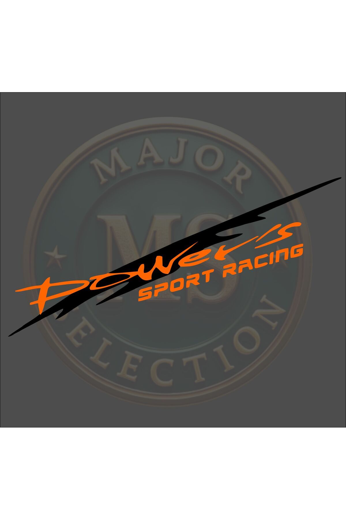 MS Major Selection Power's SPORT RACING sticker 30X5.5 cm. Siyah, beyaz, turuncu, kırmızı, yeşil, hologram renklerde