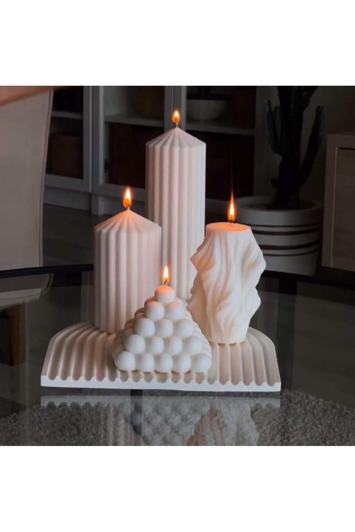 SCA CANDLE Dekoratif Mum çokgen +Dalga+üçgen Toplam Parça
