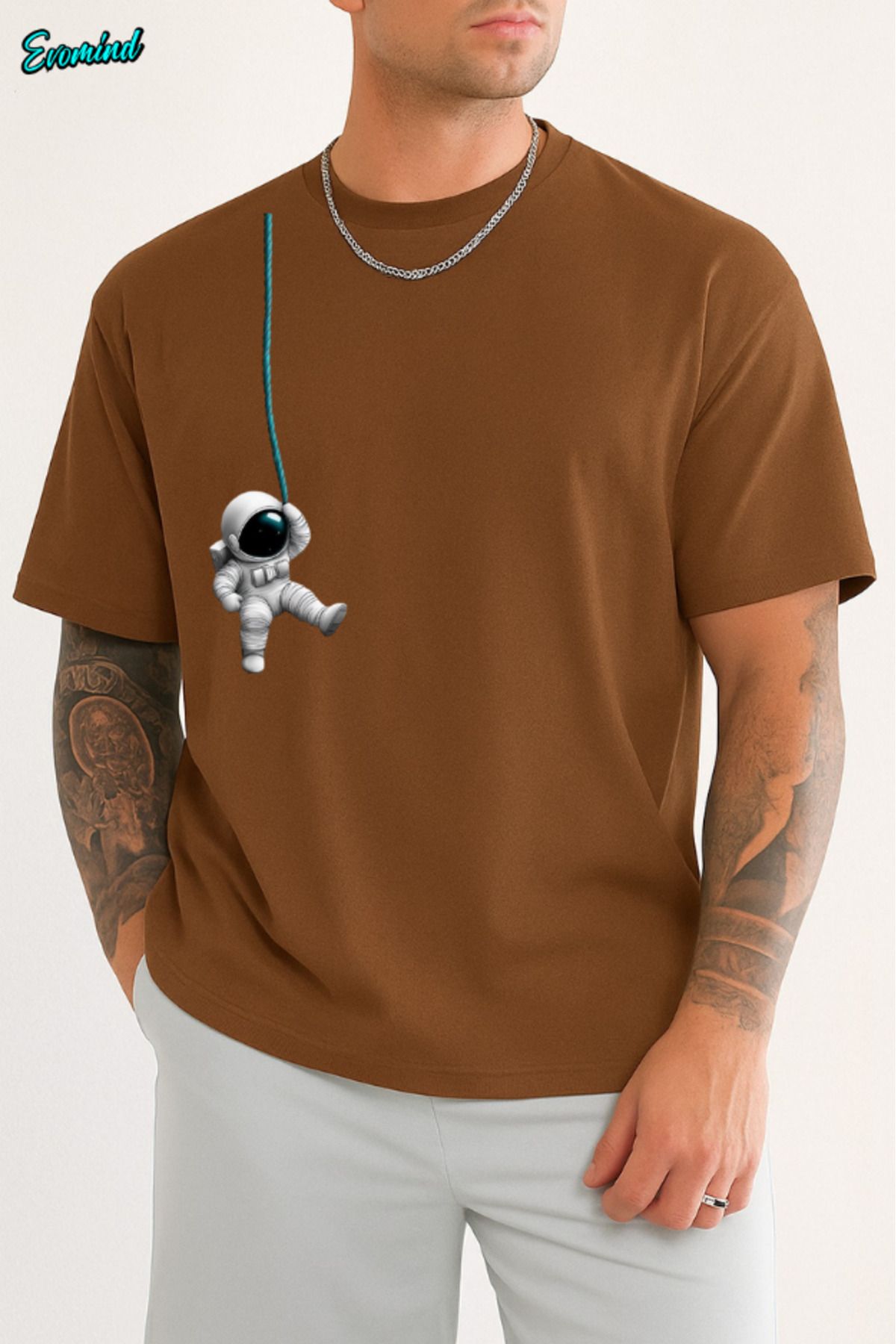 Evomind Astronot Baskılı Unisex T-shirt