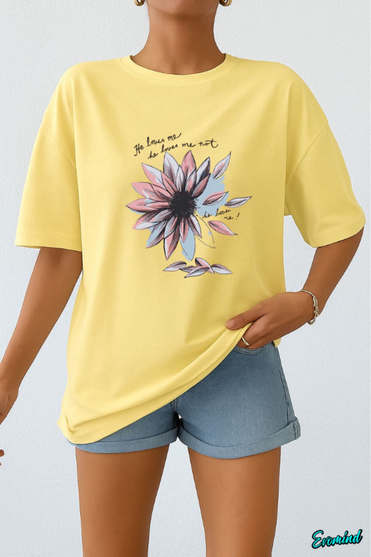 Evomind Papatya Baskılı Unisex T-shirt