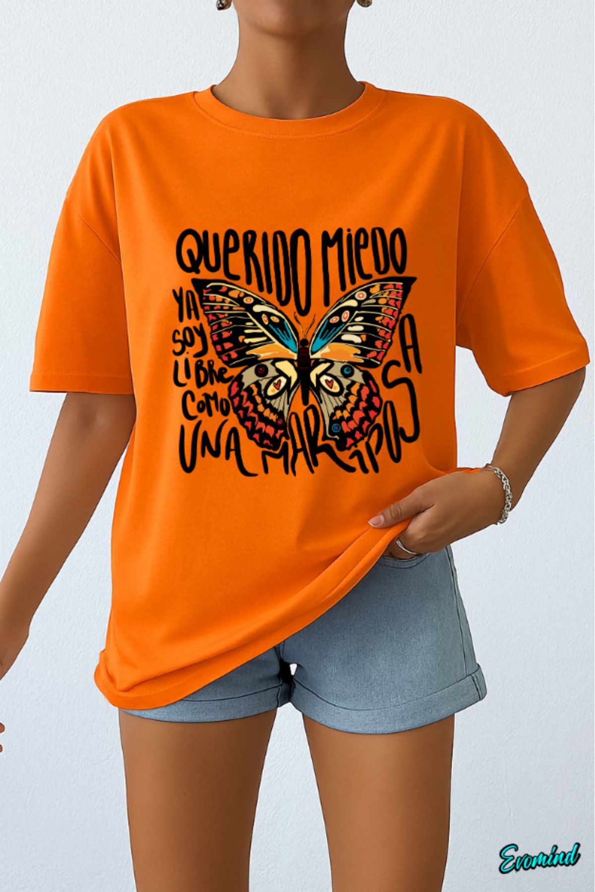 Evomind Kelebek Baskılı Unisex T-shirt