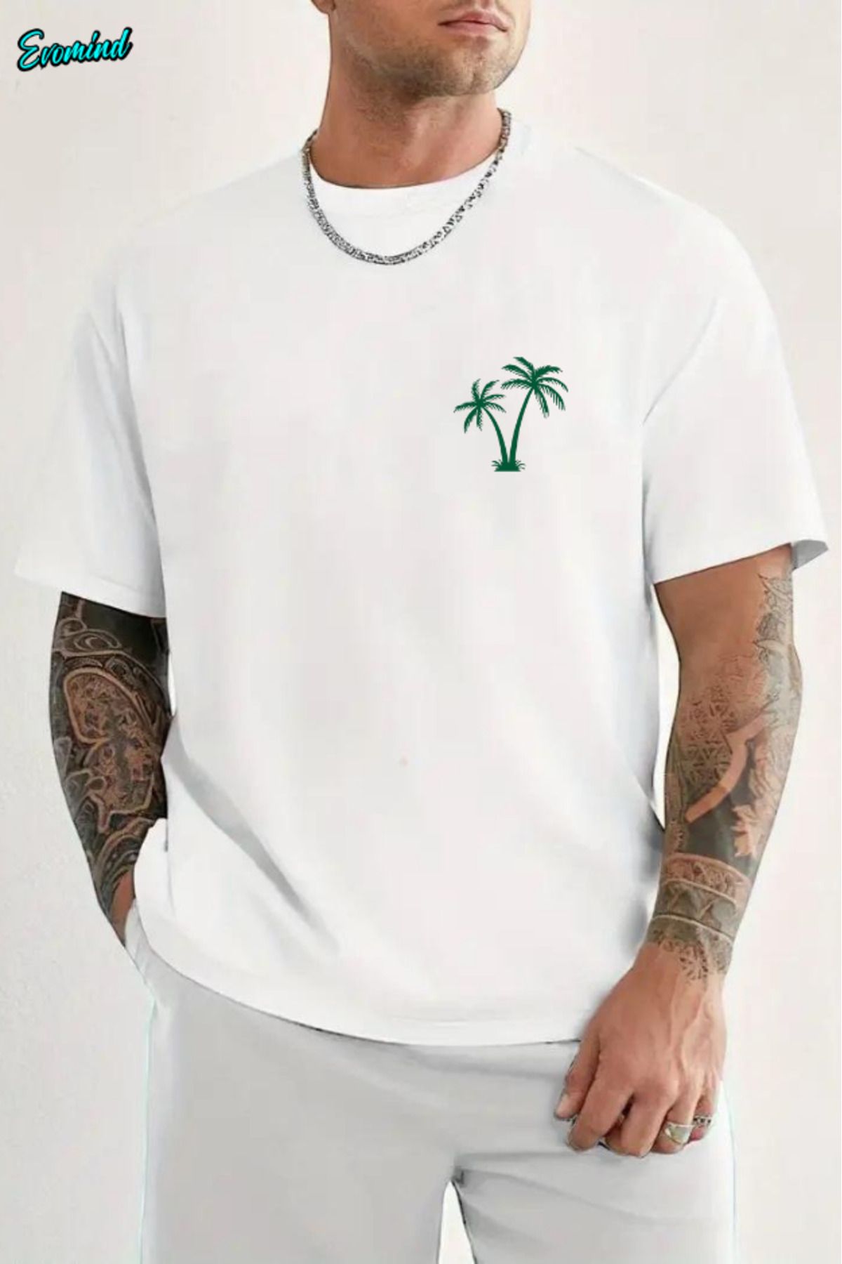 Evomind Palmiye Ağacı Baskılı Unisex T-shirt