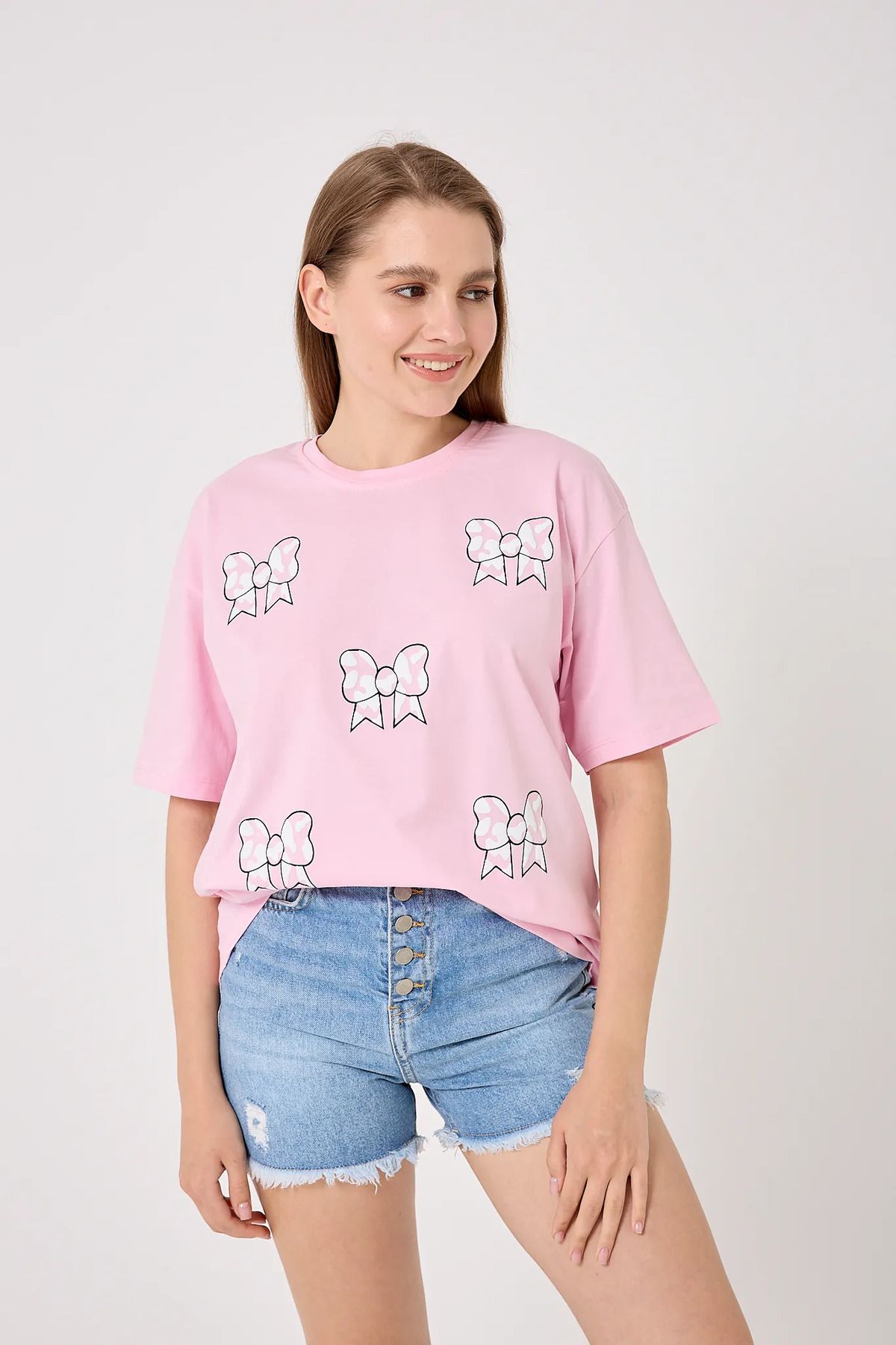sernoy lomera SL4610-Oversize Fiyonk Baskılı T-Shirt