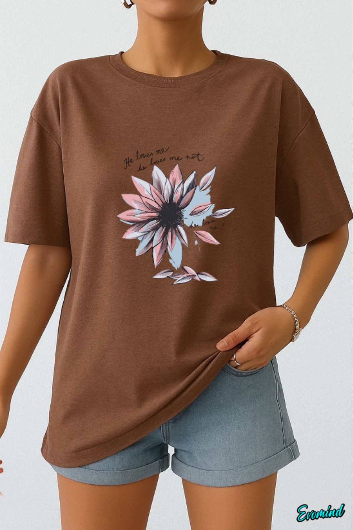 Evomind Papatya Baskılı Unisex T-shirt