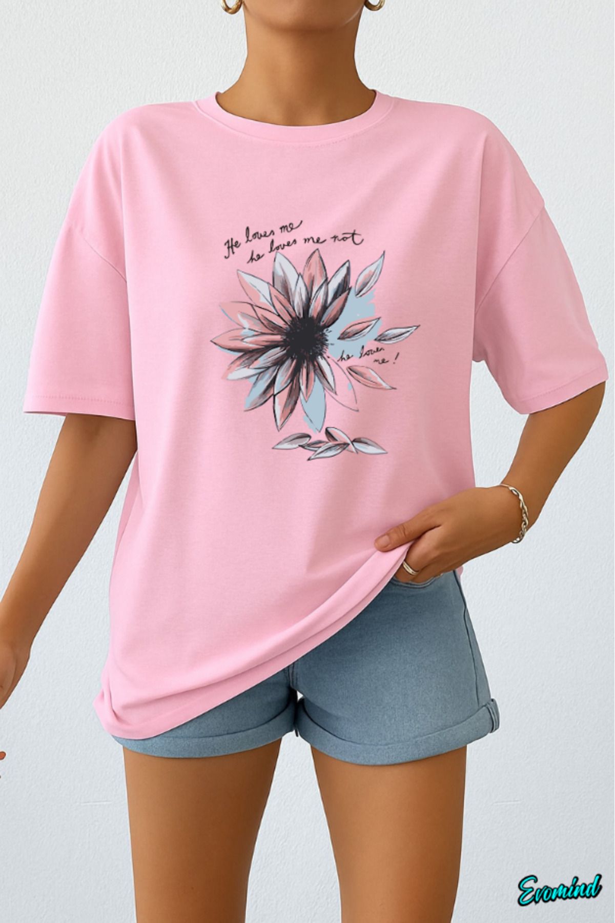 Evomind Papatya Baskılı Unisex T-shirt