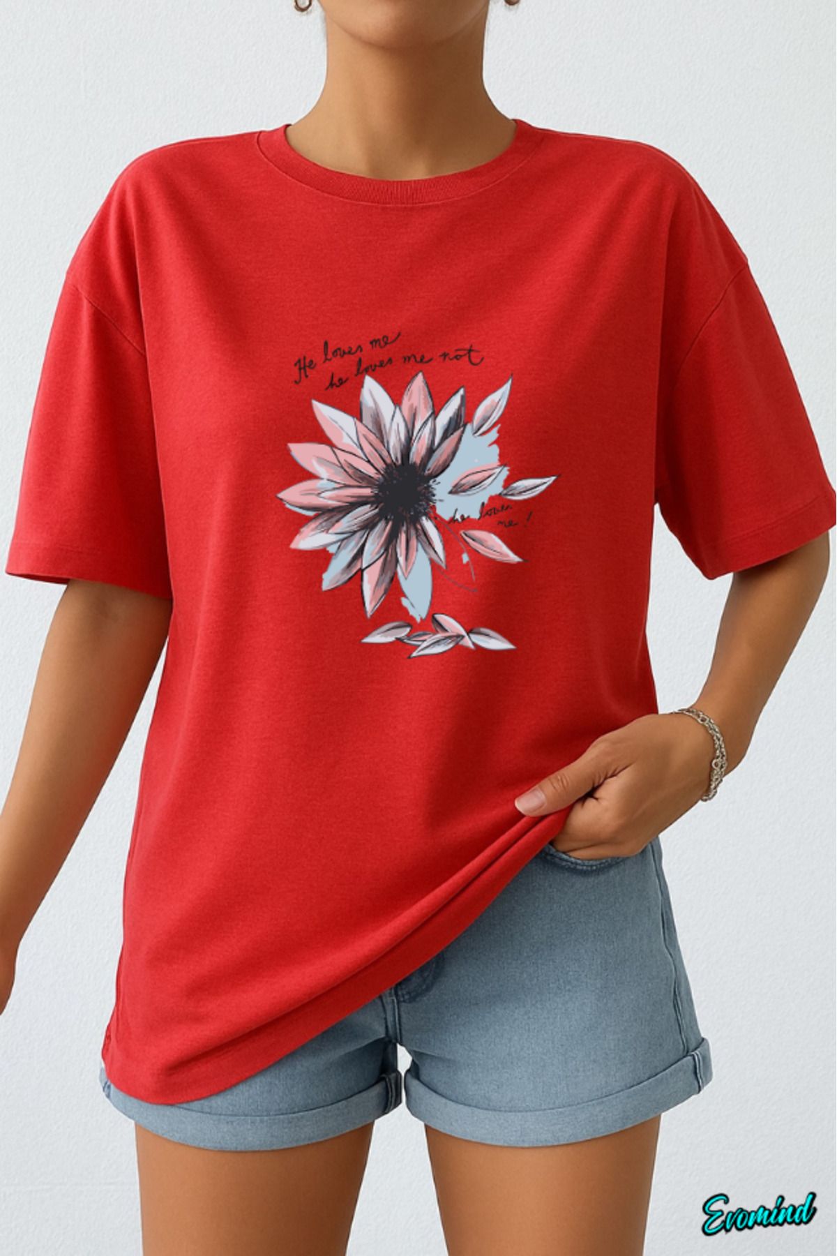 Evomind Papatya Baskılı Unisex T-shirt