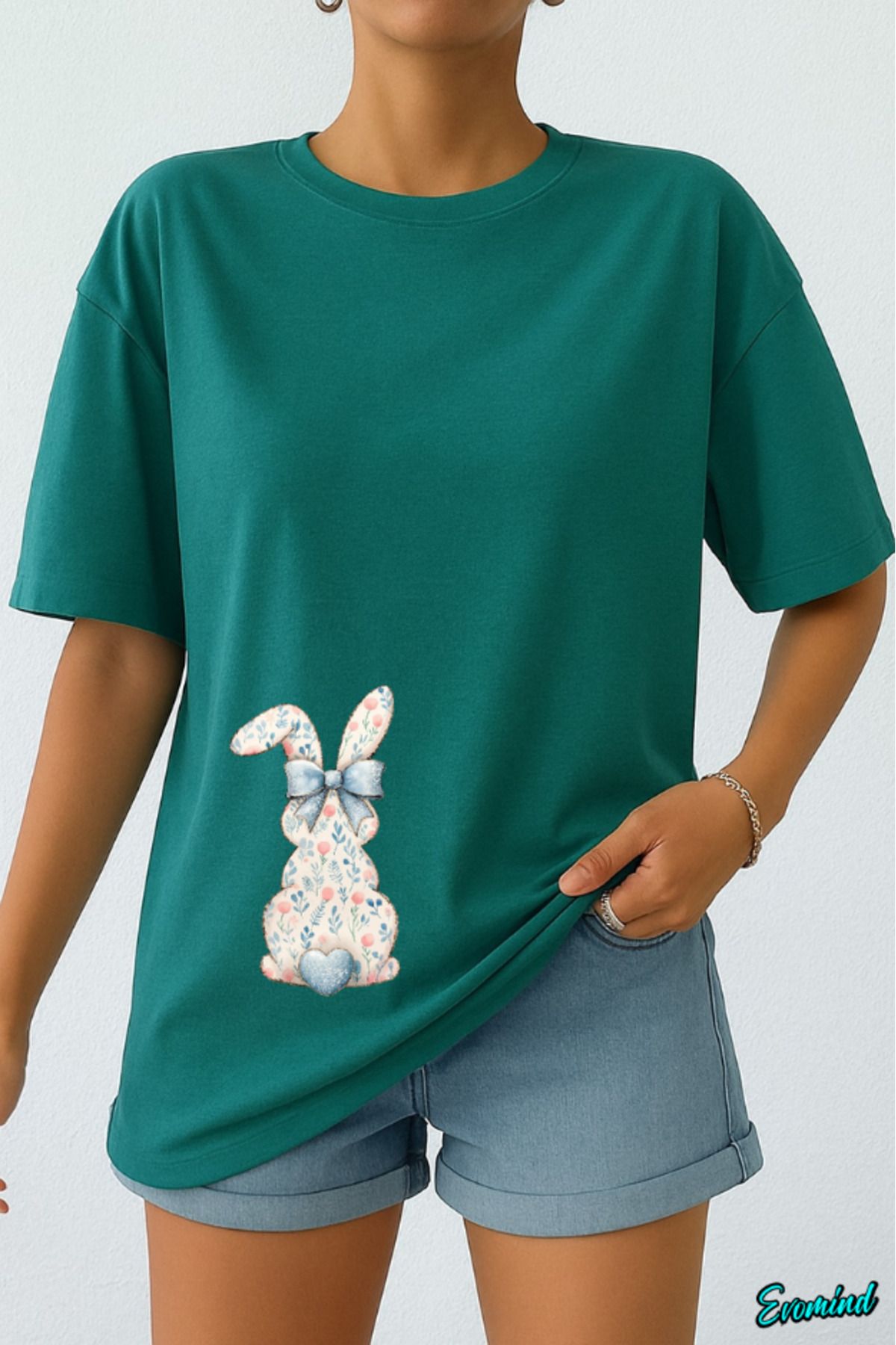 Evomind Tavşan Baskılı Unisex T-shirt