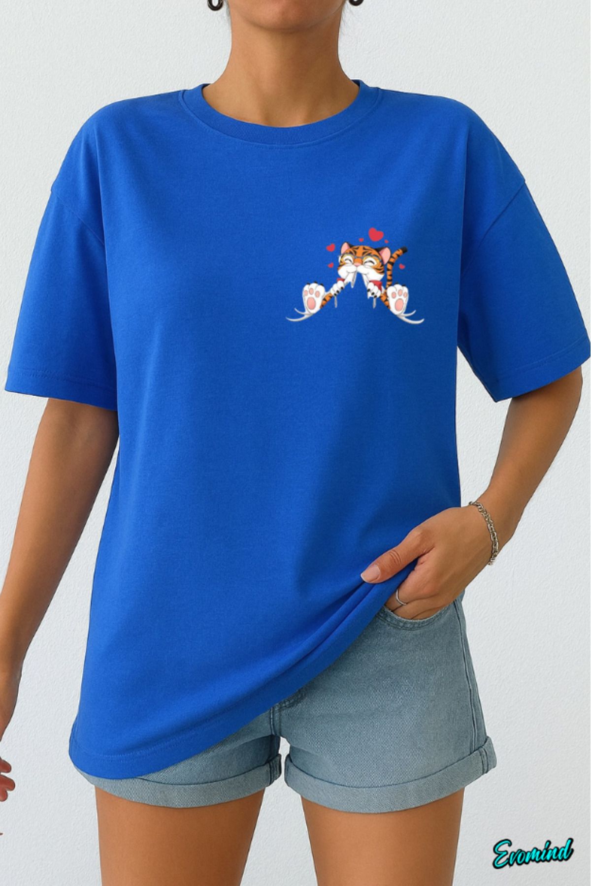 Evomind Kedi Baskılı Unisex T-shirt
