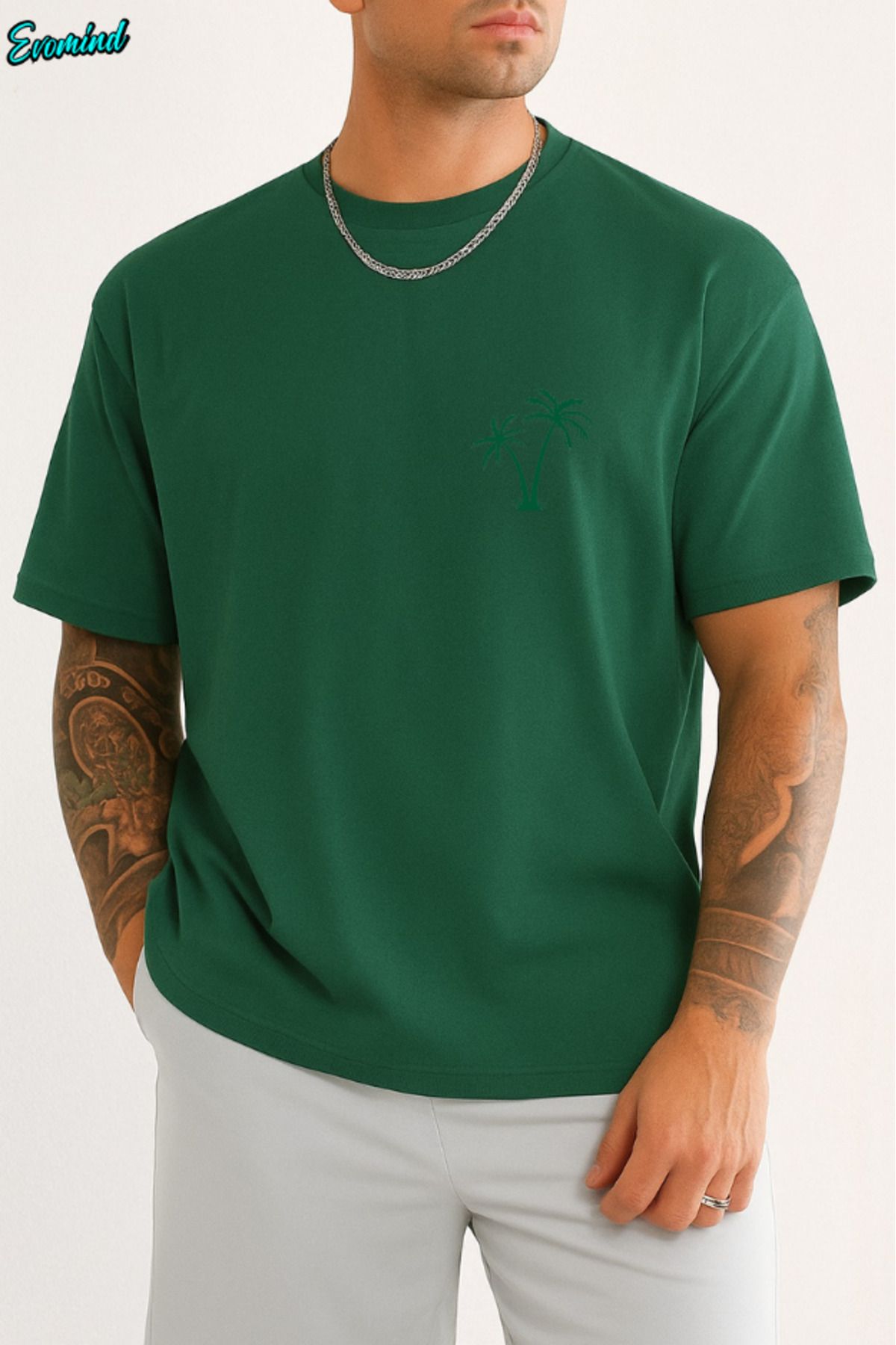 Evomind Palmiye Ağacı Baskılı Unisex T-shirt