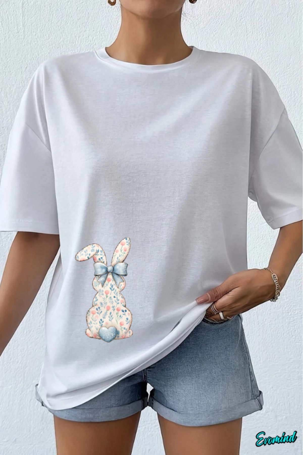 Evomind Tavşan Baskılı Unisex T-shirt