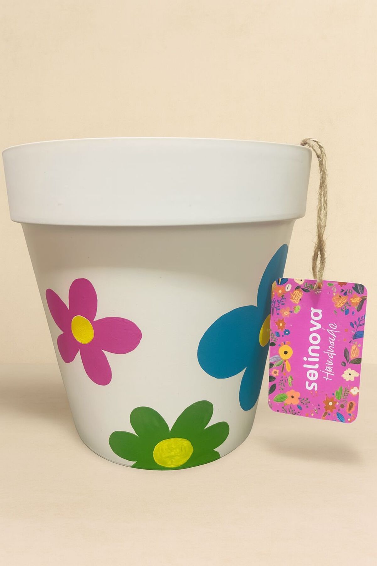 SERİNOVA KOPYA - Serinova 3 Litre Kadın Emeği El Boyaması Yalı Saksısı