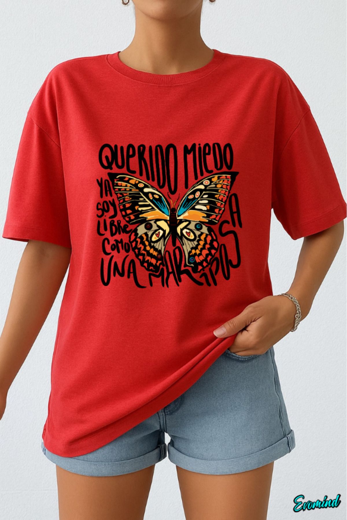 Evomind Kelebek Baskılı Unisex T-shirt