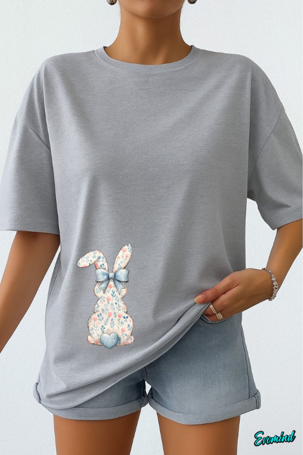Evomind Tavşan Baskılı Unisex T-shirt