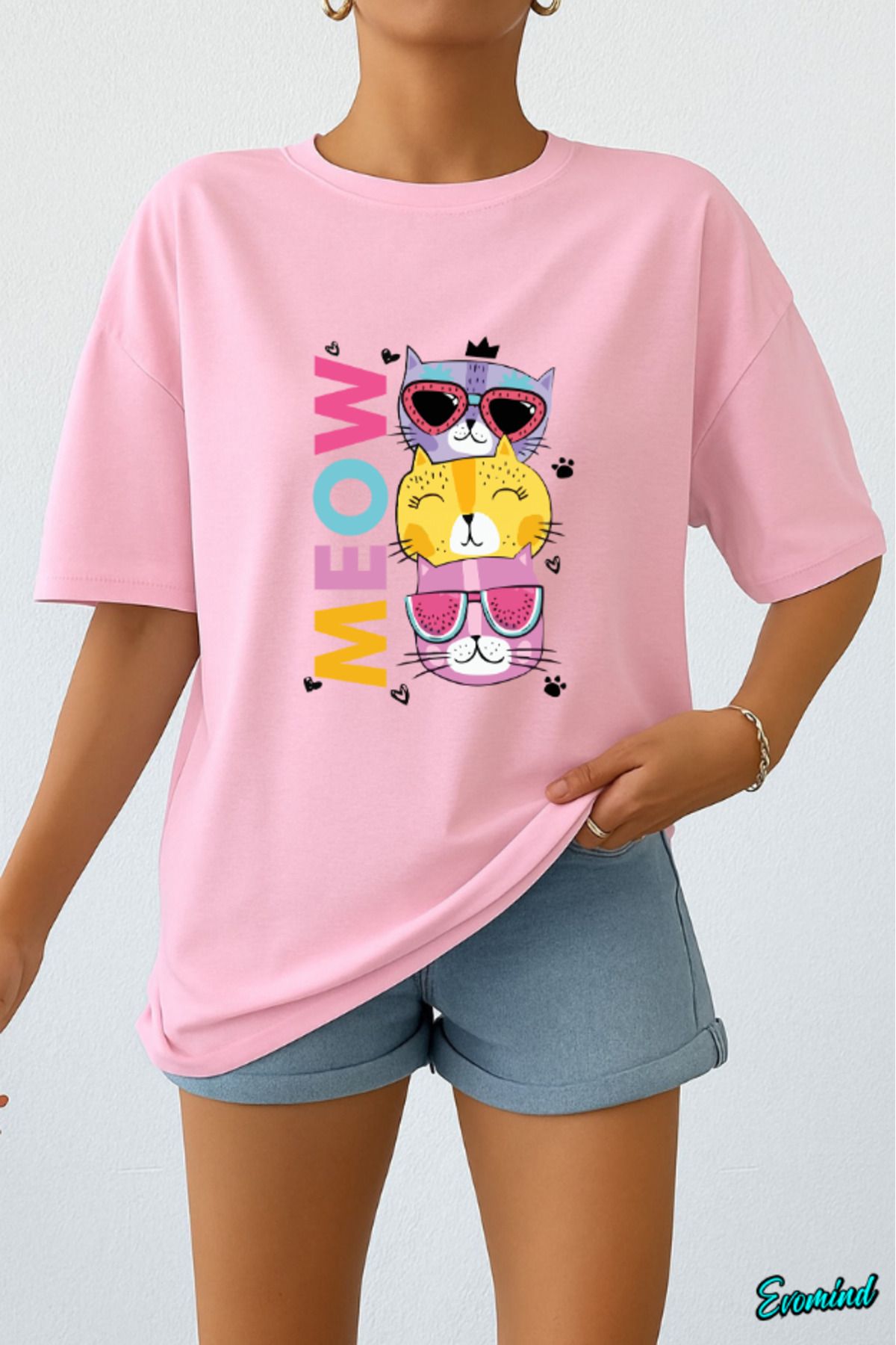 Evomind Meow Baskılı Unisex T-shirt