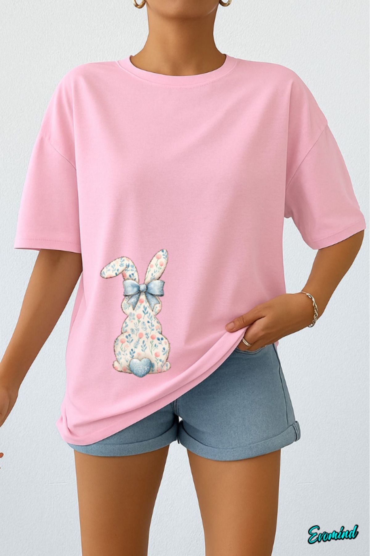 Evomind Tavşan Baskılı Unisex T-shirt