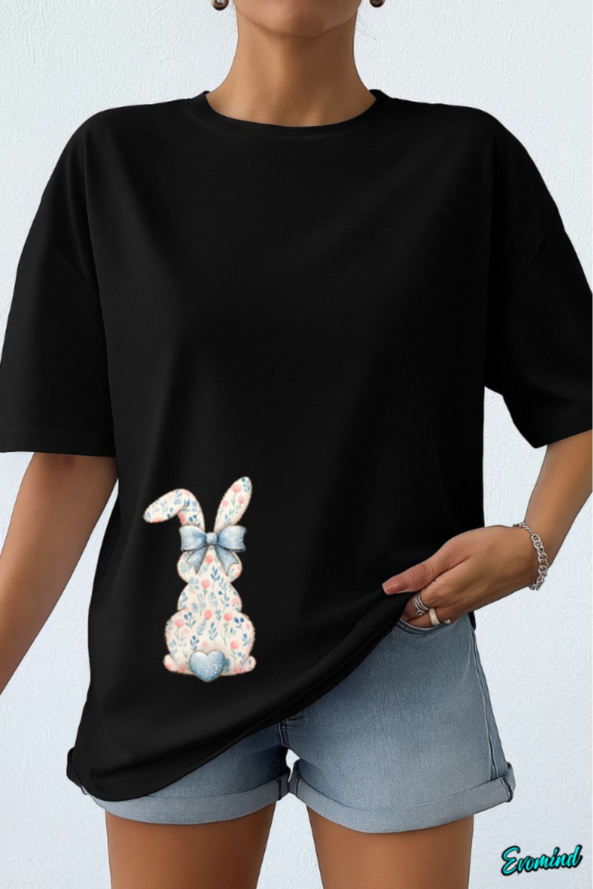 Evomind Tavşan Baskılı Unisex T-shirt