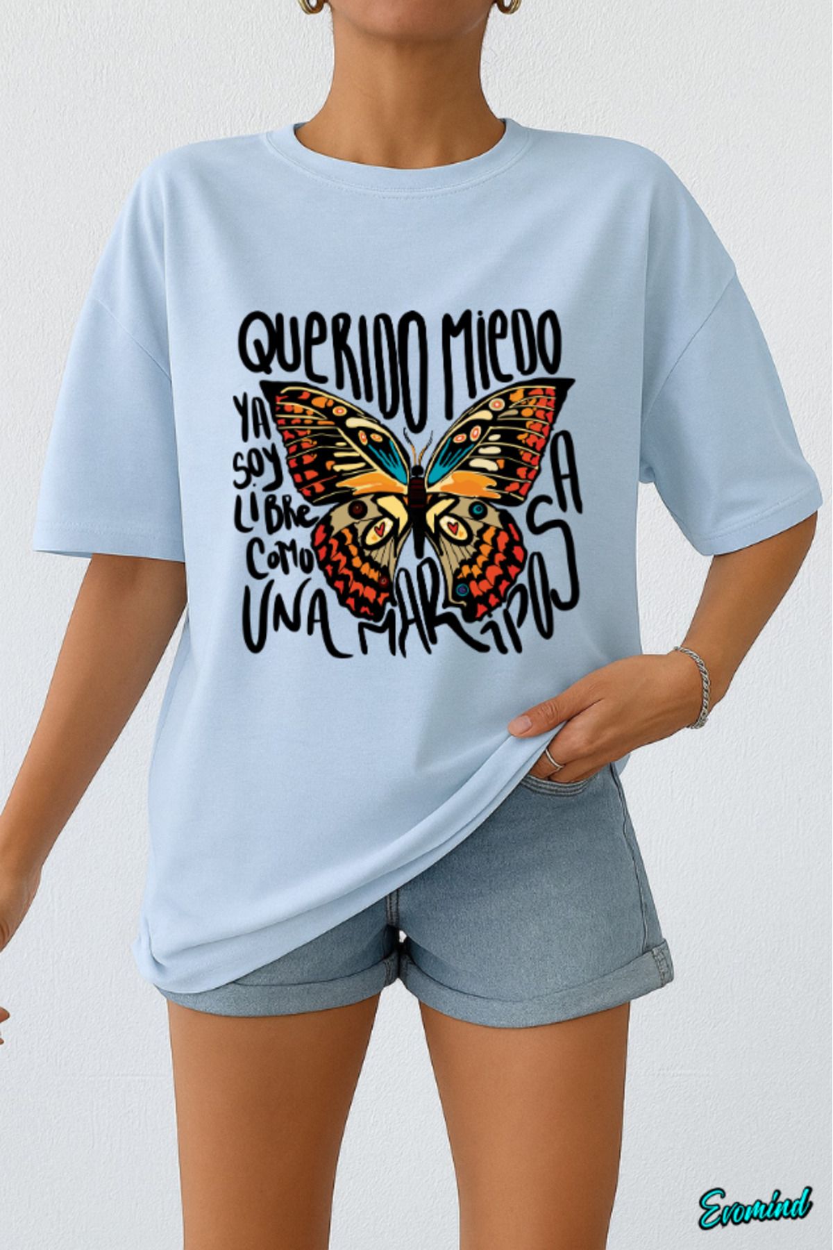Evomind Kelebek Baskılı Unisex T-shirt