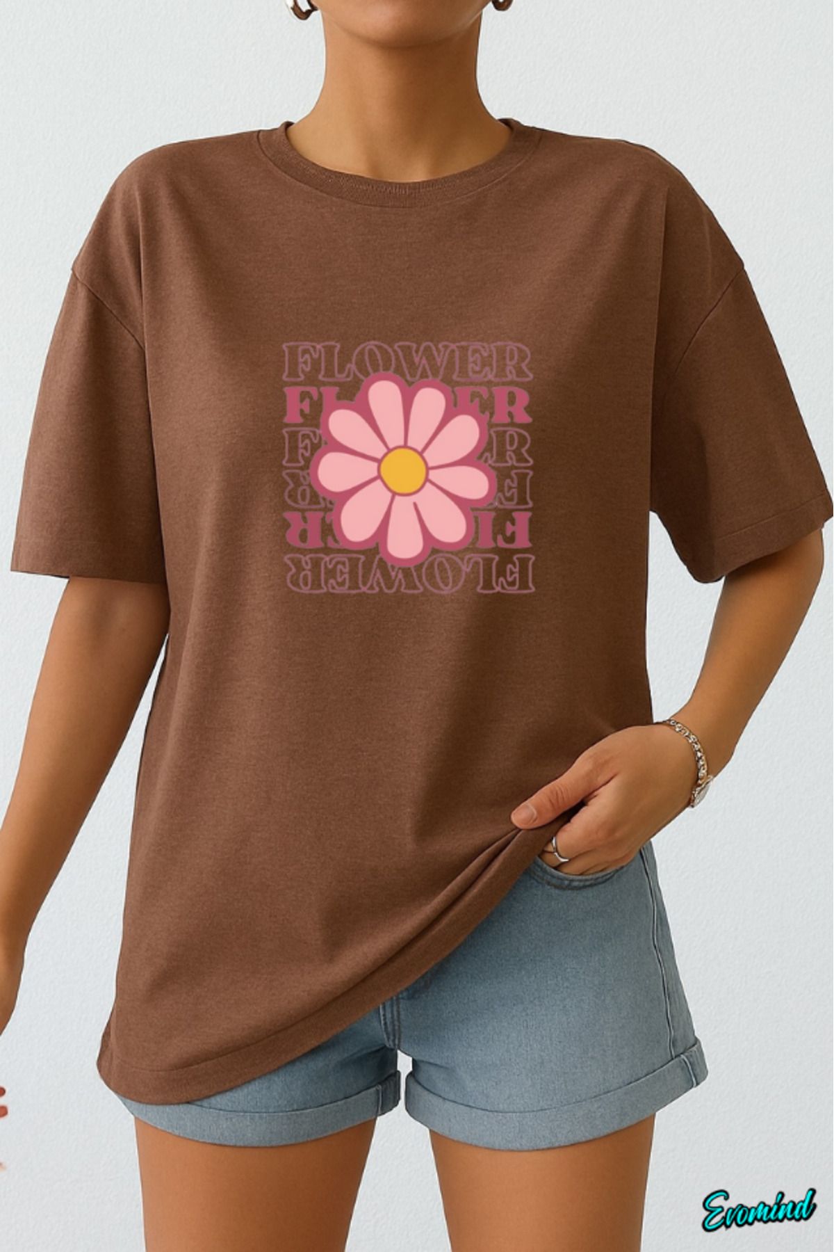 Evomind Flower Baskılı Unisex T-shirt