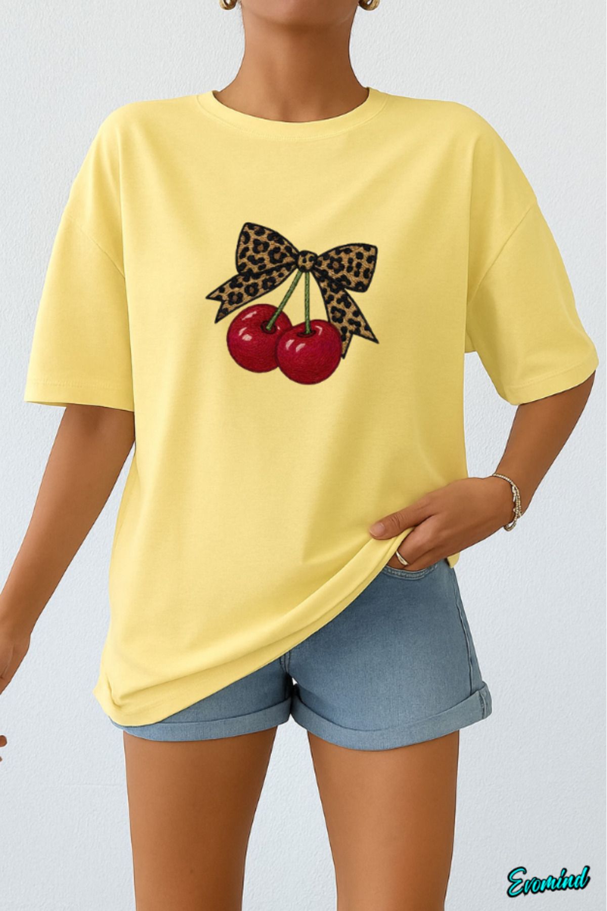 Evomind Kiraz Baskılı Unisex T-shirt