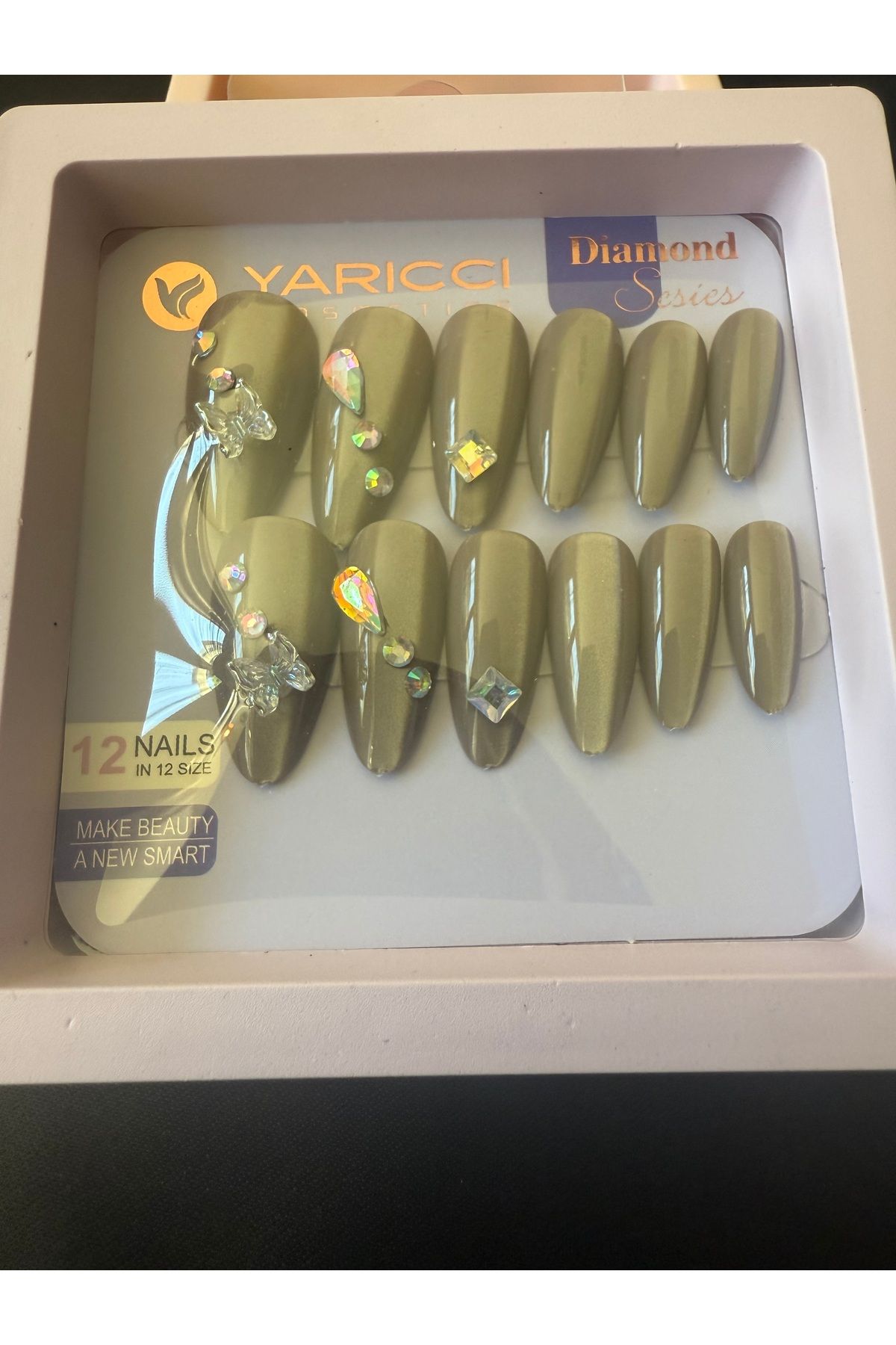 Şirince Yapıştırıcı lı taşlı takma tırnak