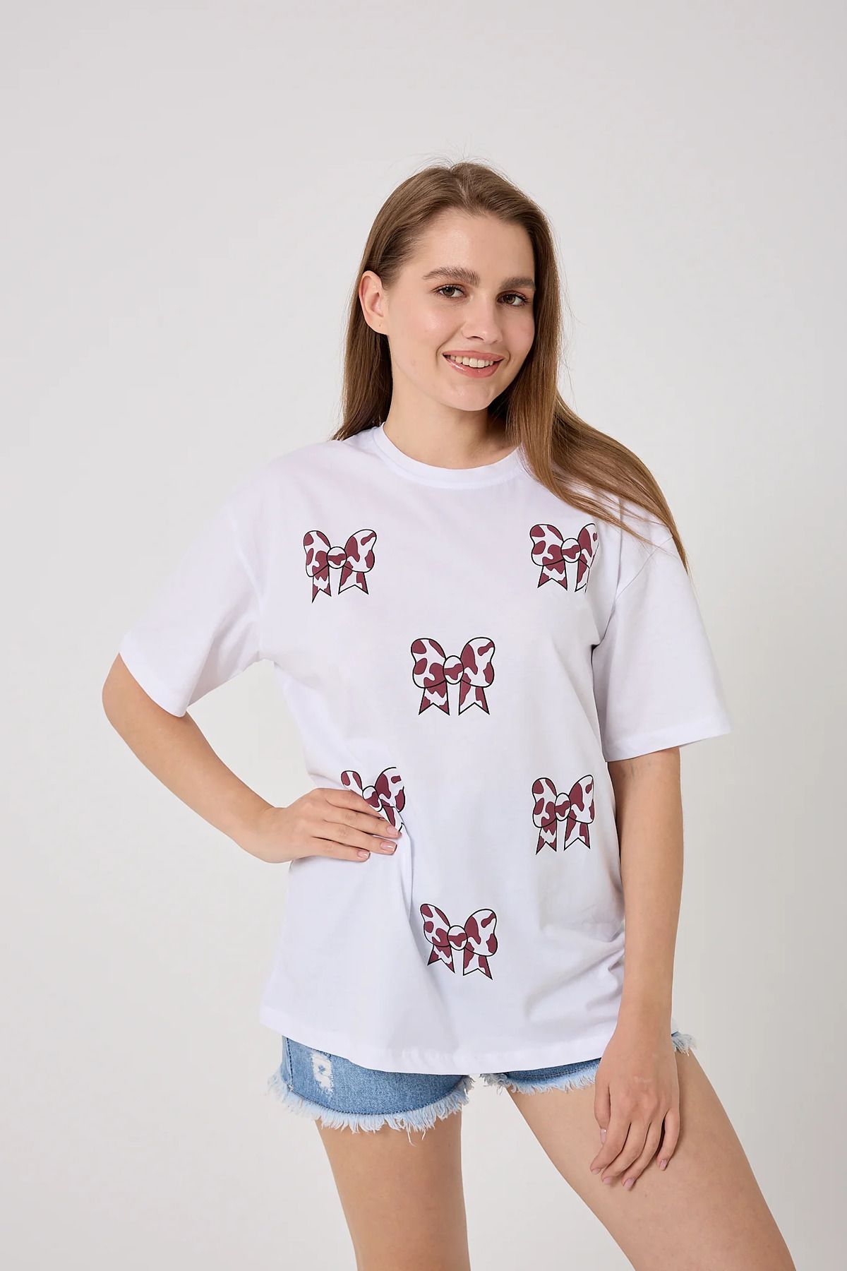sernoy lomera SL4610-Oversize Fiyonk Baskılı T-Shirt