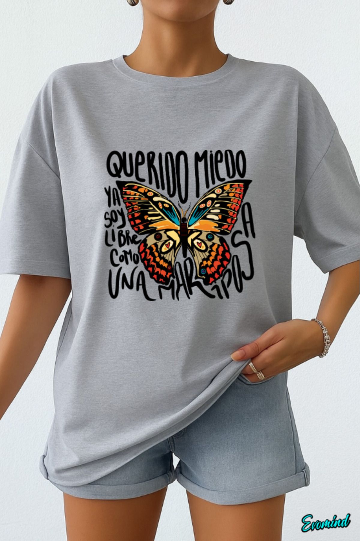 Evomind Kelebek Baskılı Unisex T-shirt