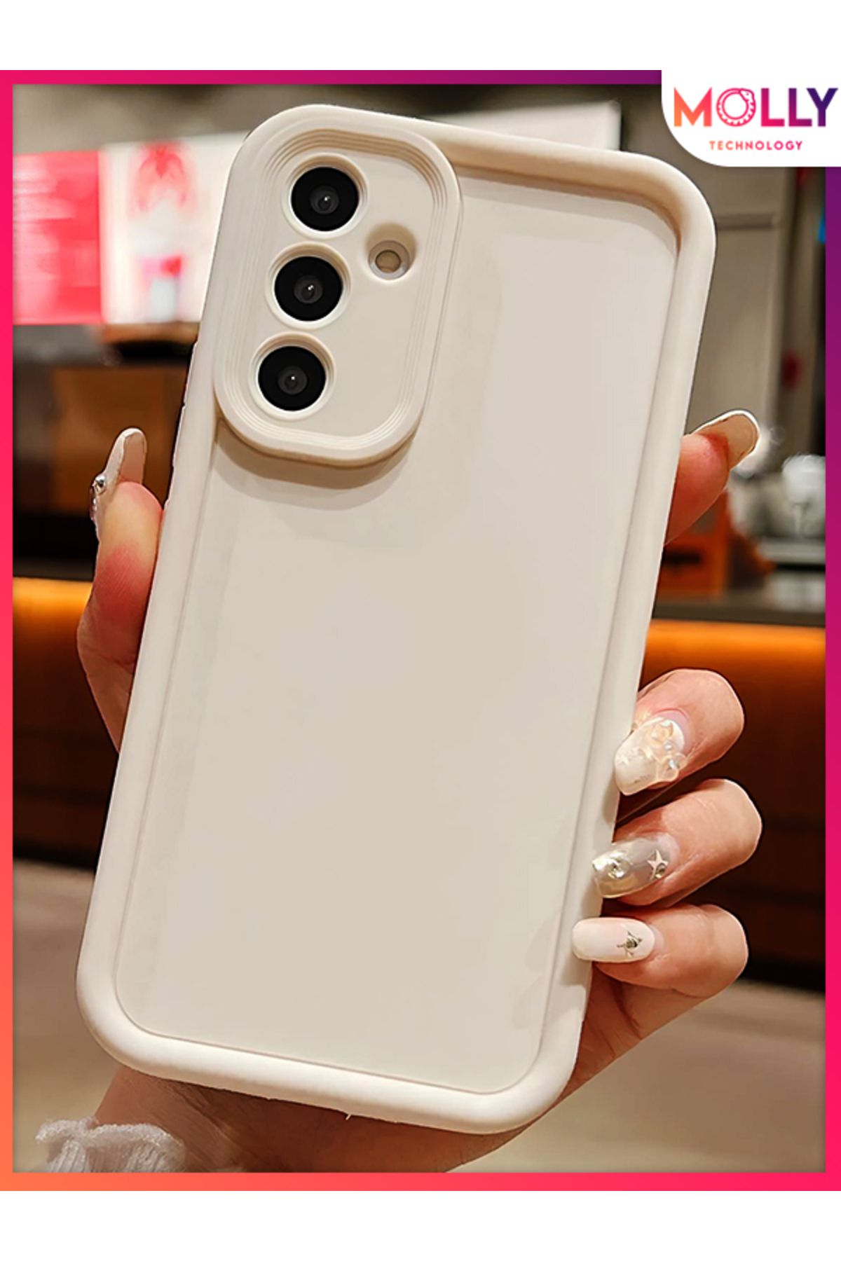 Molly Samsung Galaxy A36 İçin Bej Kenarları Kalın Pan Silikon Kılıf