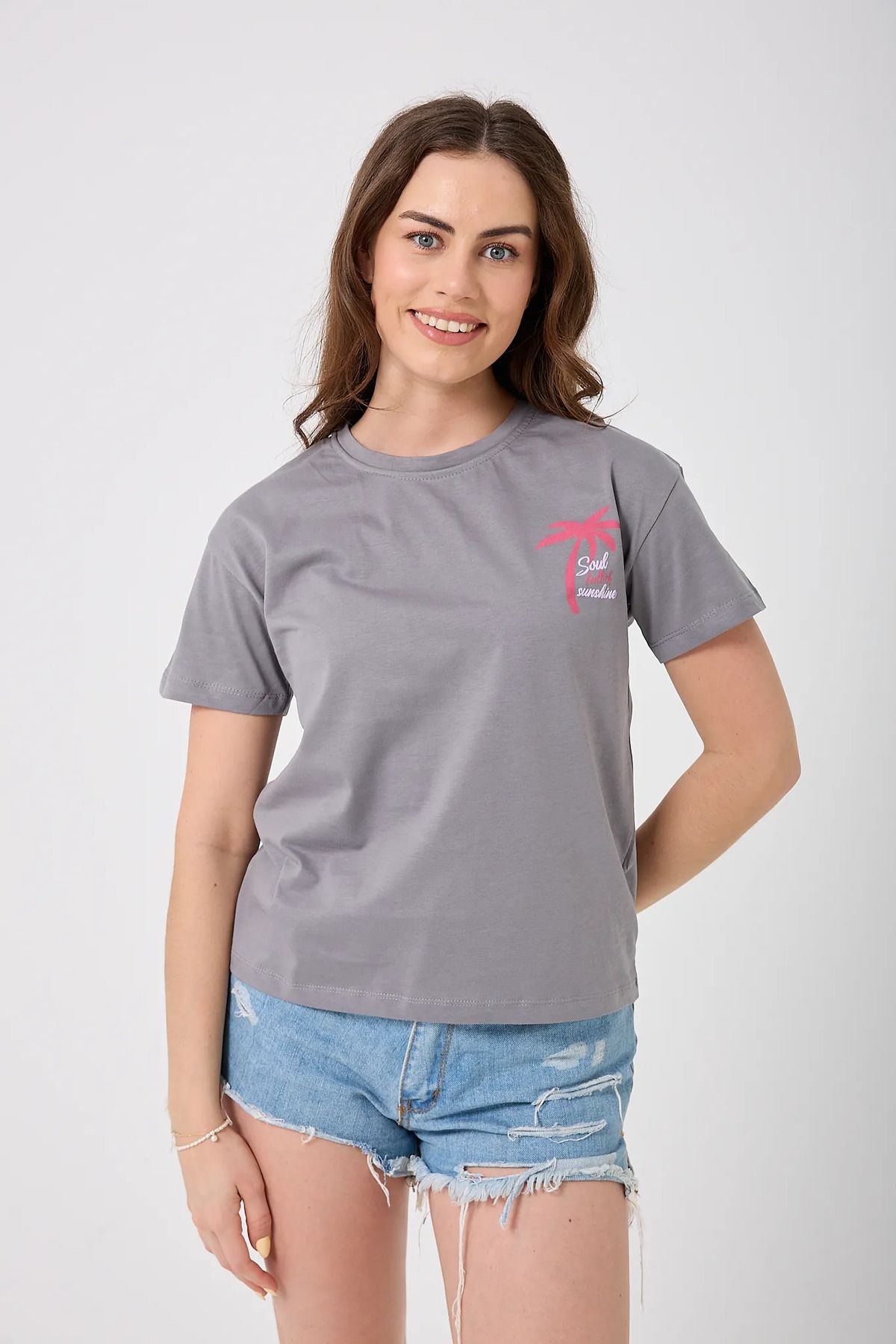 sernoy lomera SL4624 - Oversize PALMİYE Baskılı T-Shirt
