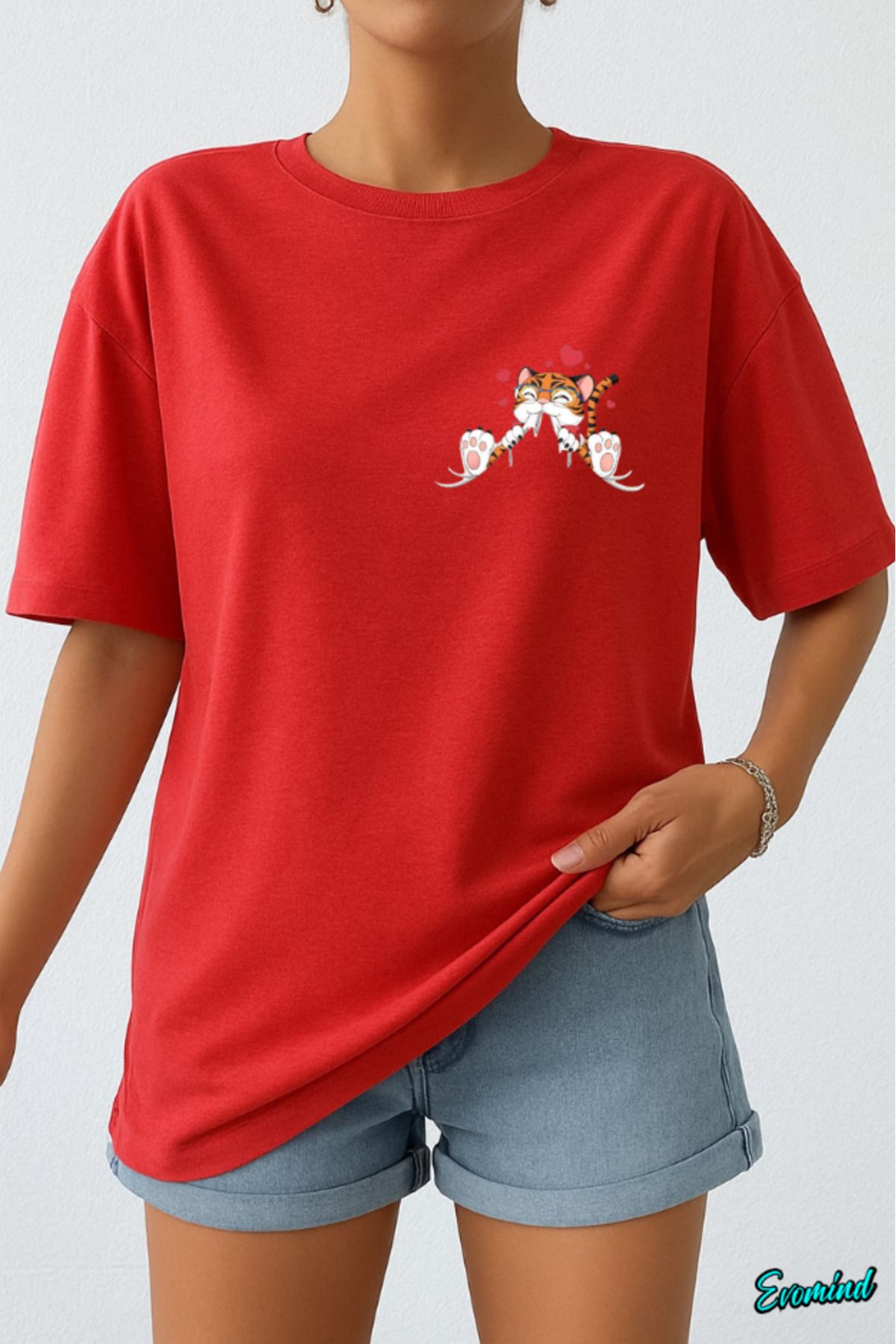 Evomind Kedi Baskılı Unisex T-shirt