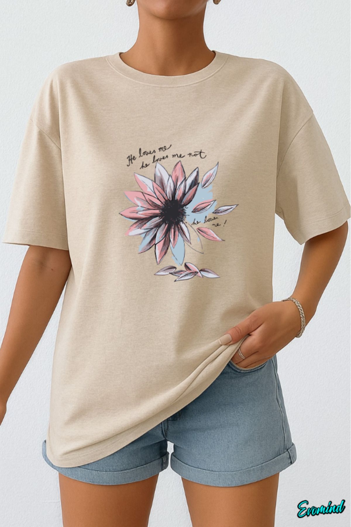 Evomind Papatya Baskılı Unisex T-shirt