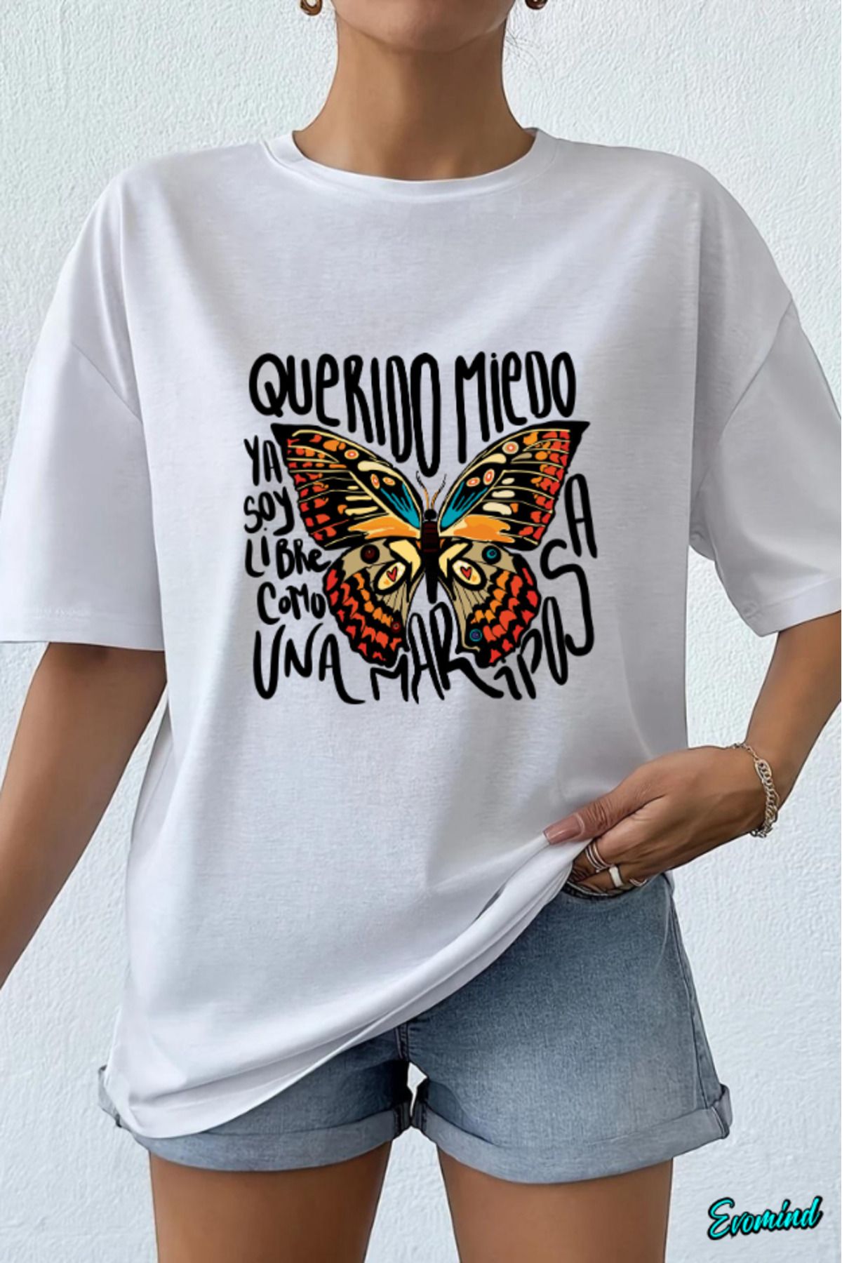 Evomind Kelebek Baskılı Unisex T-shirt