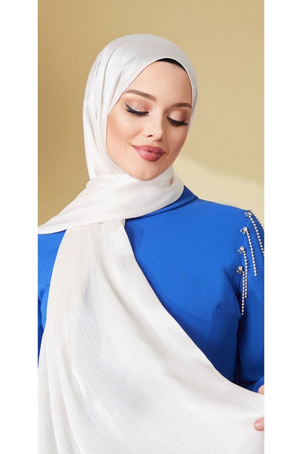 Aynur Janjan Trend Parlak Saten Dokulu Abiye Şifon Siyah Işıl Şal 185 X 70