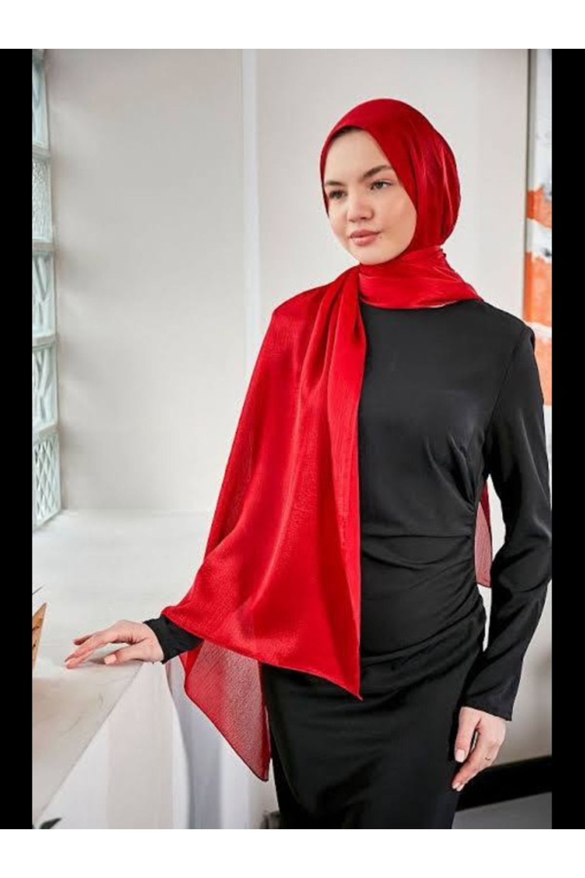 Aynur Janjan Trend Parlak Saten Dokulu Abiye Şifon Siyah Işıl Şal 185 X 70