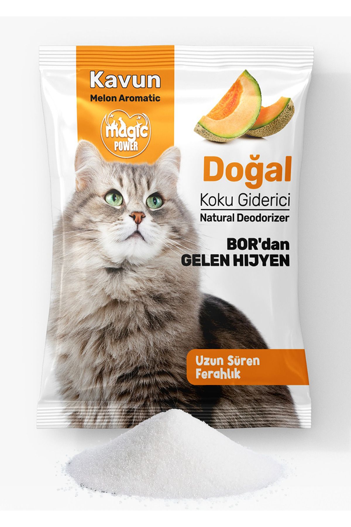 Magic Power Kavun Aromalı Kedi Kumu Koku Giderici 25g Şase | Bor & Aktif Karbon | Doğal ve Hijyenik Formül