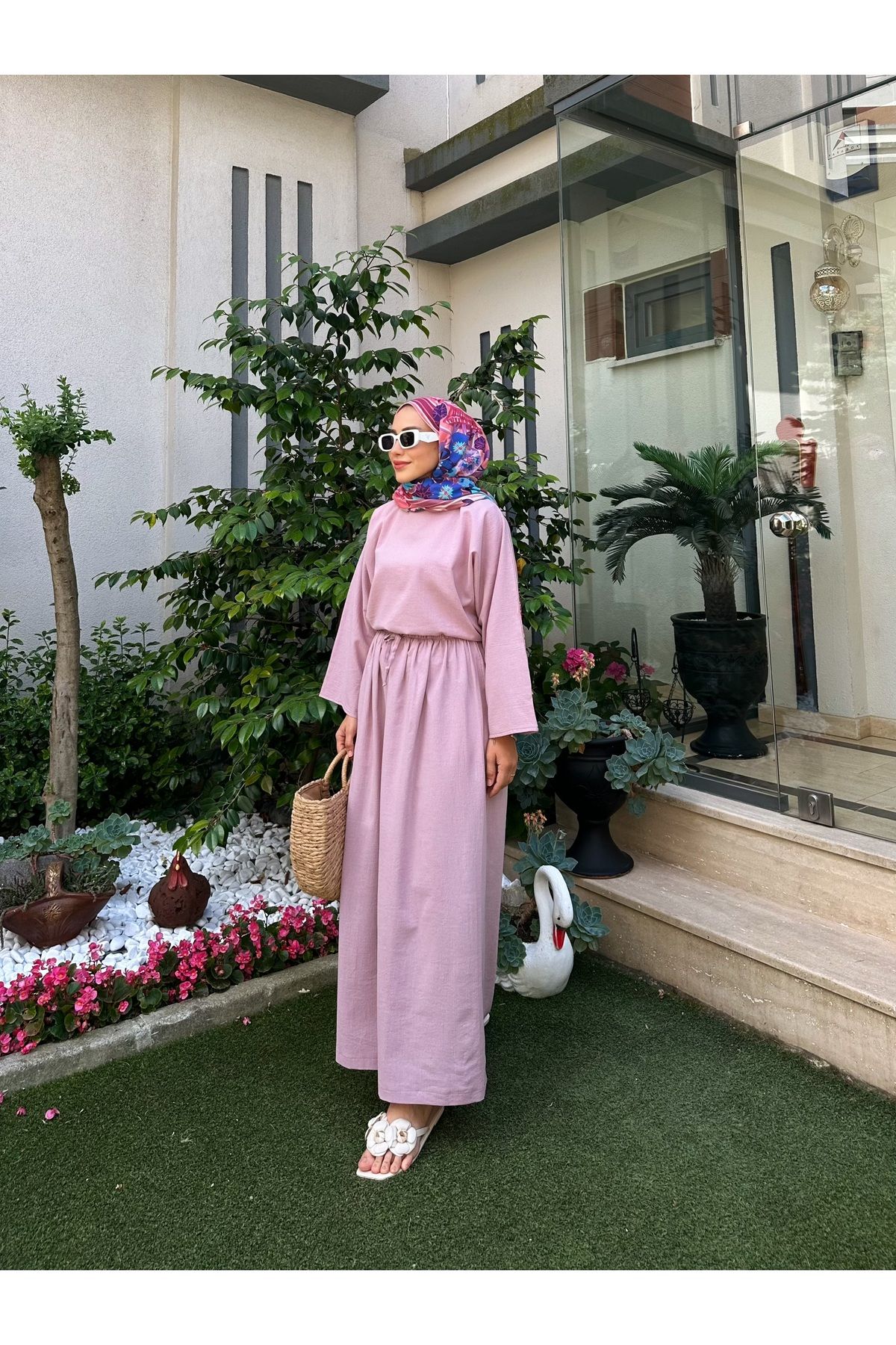 Moda Lippa Organik Şile Bezi Lila Etekli Takım