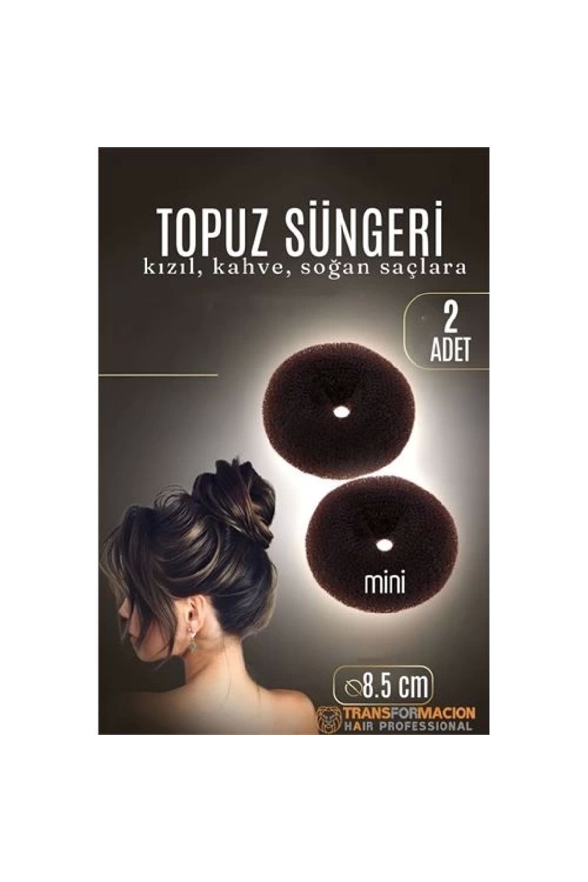 No8 Home KAHVE Mini Saç Topuz Süngeri 2 ADET 8.5 CM Çap 3.5 cm Kalınlık