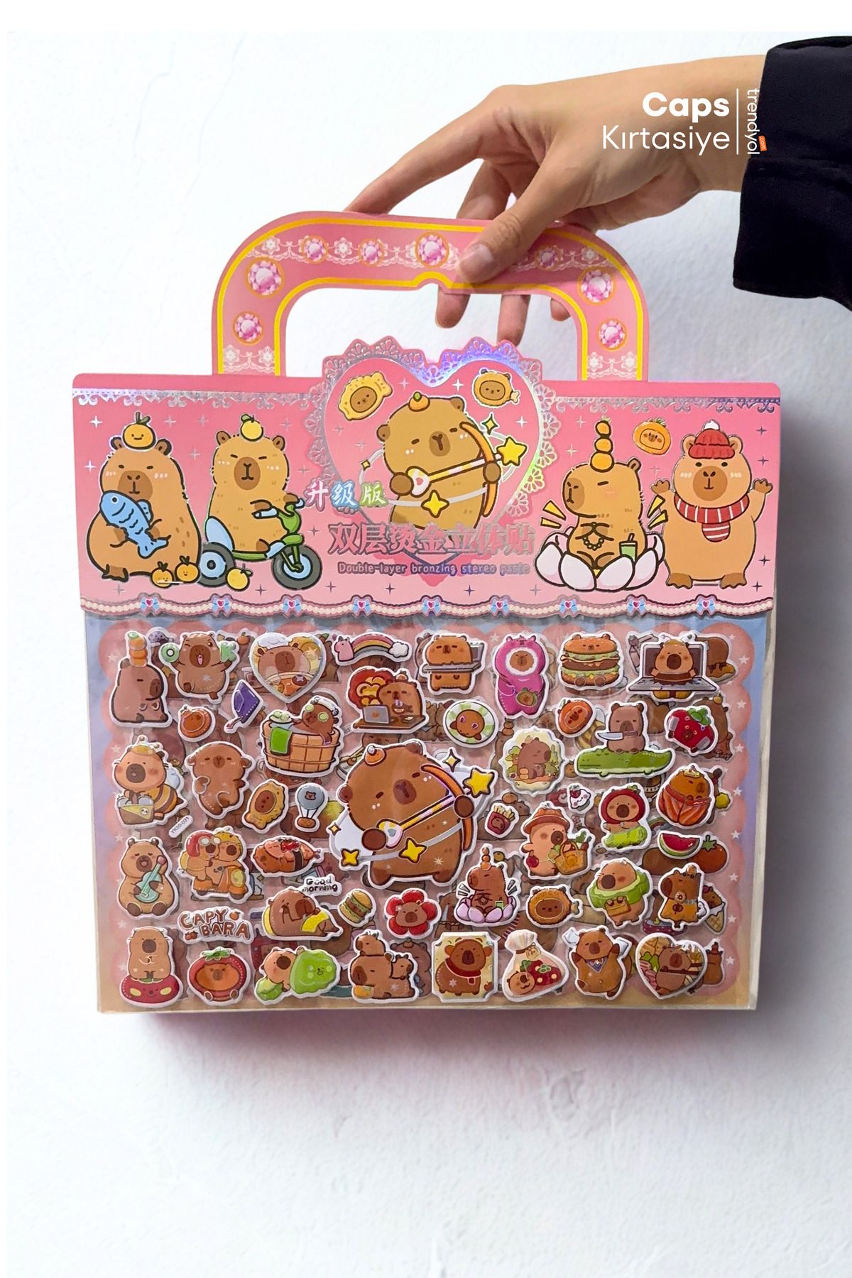 caps anlarınızı paylaştığınız ortağınız Kabartmalı 3D Puf Sticker Seti – 100+ Adet Capybara Temalı Çıkartma | Çanta Şeklinde Özel Tasarım