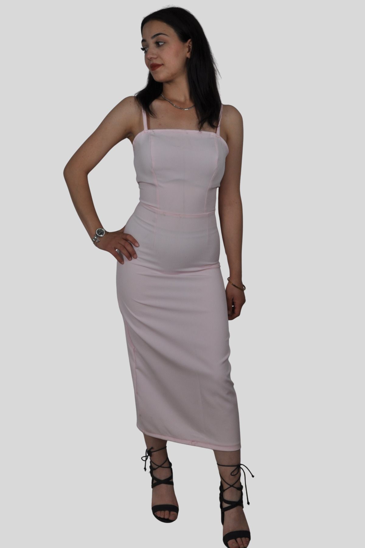 MODAÇ TEKSTİL Şık Bodycon Midi Elbise
