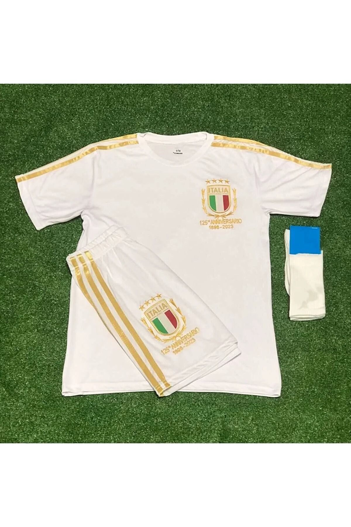 FAMİLYSTAN Italya 125.yıl Yeni Sezon Çocuk Futbol Forması Özel Tasarım 3lü Takım Beyaz